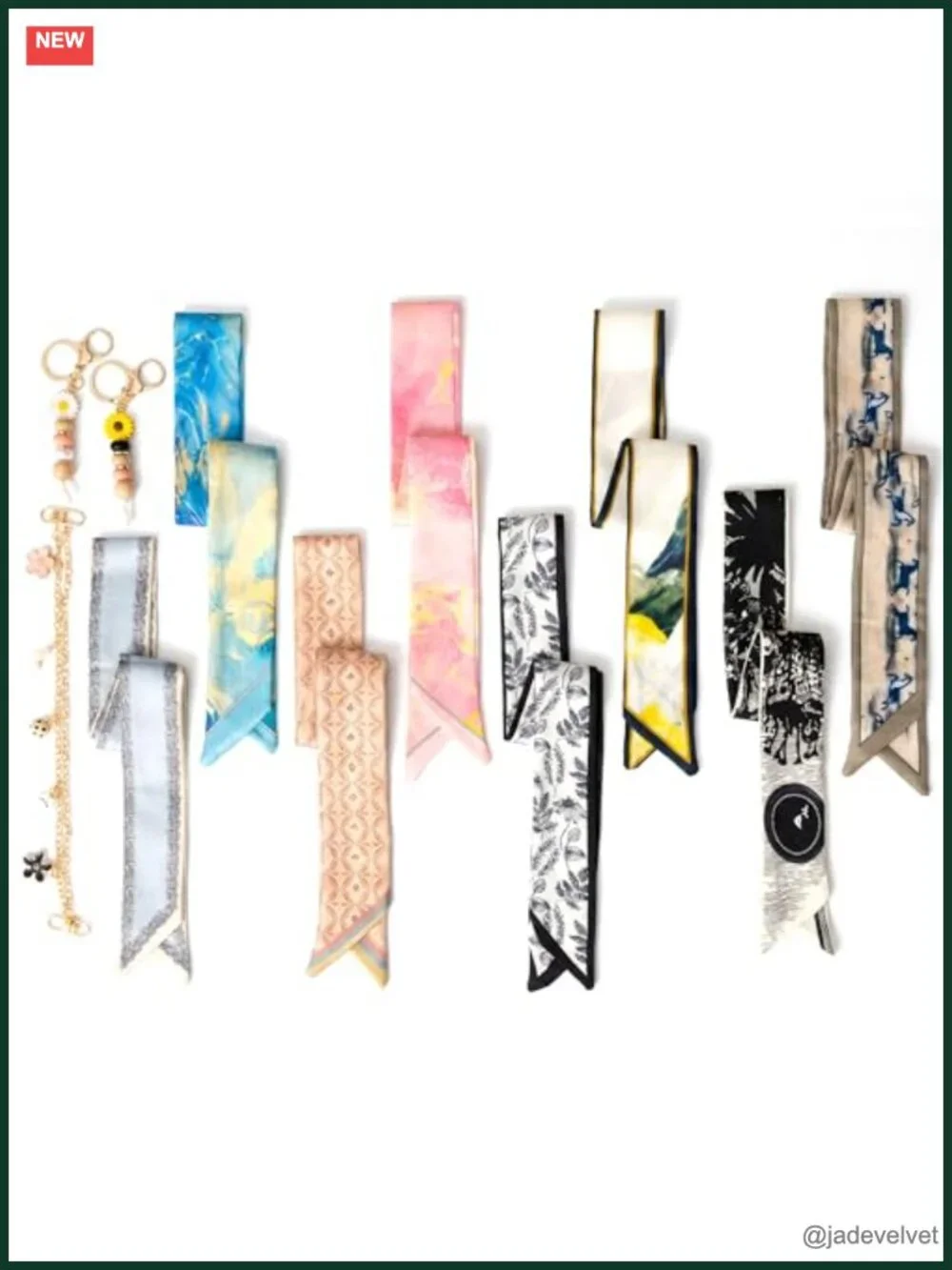 8pcs Women Handbag Scarf Set with 2pcs Daisy Keychain Charms